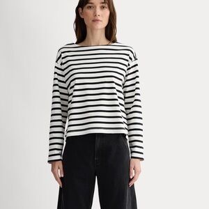 Everlane Black and White Striped Long Sleeve Tee
